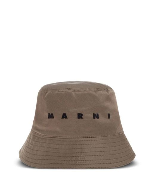 Marni Brown Logo-Embroidered Bucket Hat