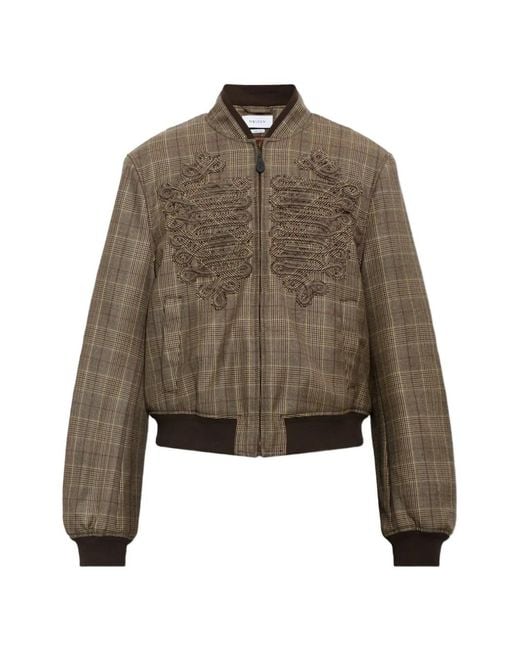 McQueen Brown Check Wool Bomber Jacket for men