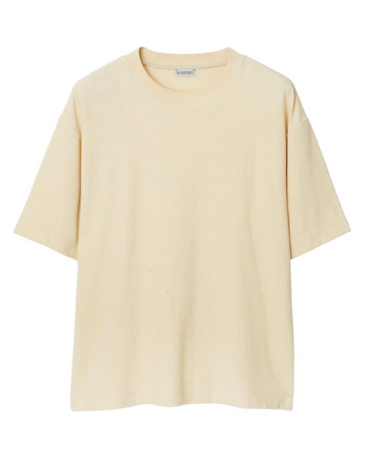 Burberry Round-neck Cotton T-shirt in het Natural