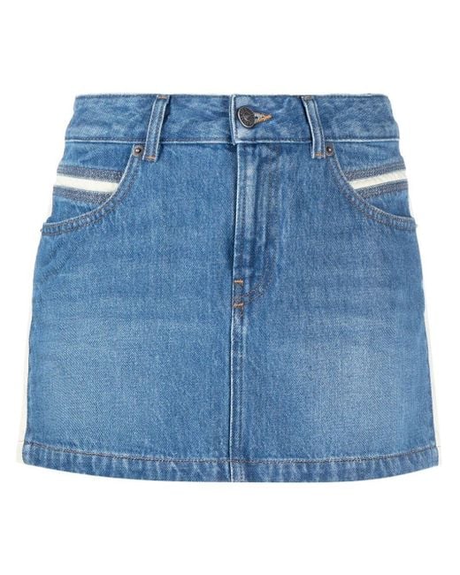 DIESEL Stripe-detail Denim Miniskirt in Blue | Lyst UK