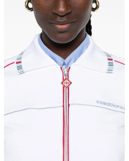 Casablanca White Logo-Embroidered Piped Track Jacket