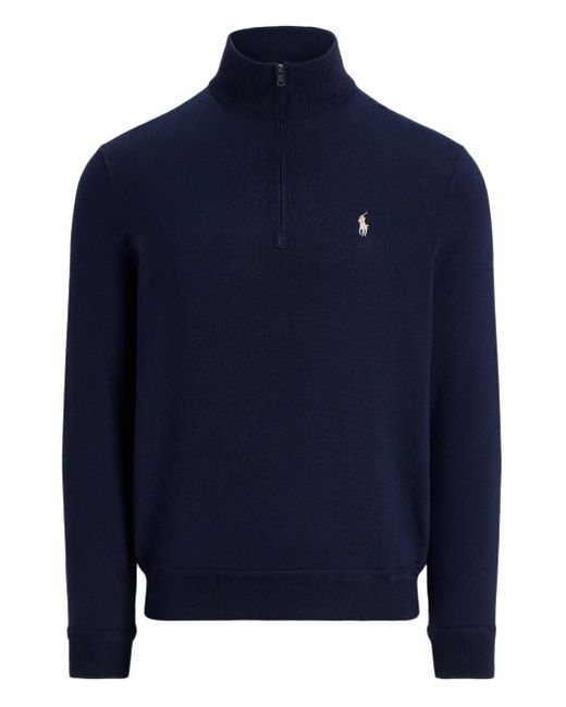 メンズ Ralph Lauren ハーフジップ セーター Blue