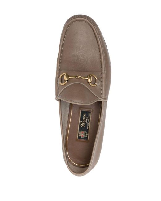 Gucci Brown Horsebit Detail Leather Loafers for men