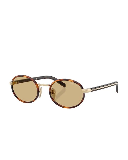Prada Natural Tortoiseshell Round-Frame Sunglasses