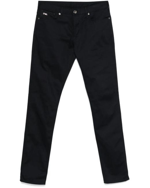 メンズ Emporio Armani ロゴプレート スリムジーンズ Blue