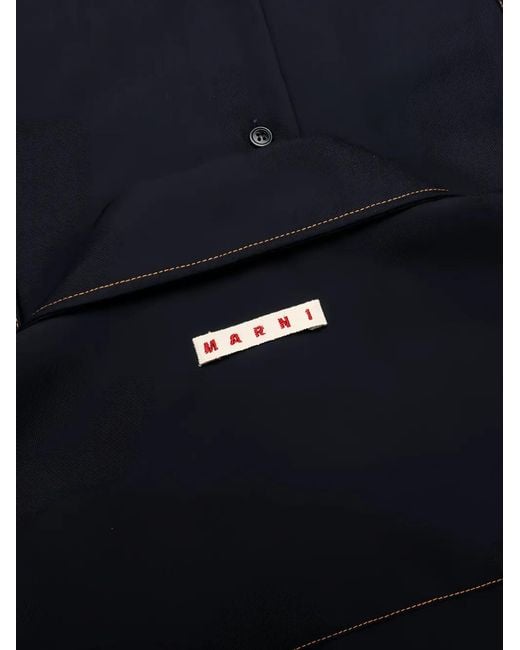 Marni Blue Pocket-Detail Short-Sleeve Shirt for men