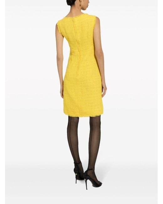 Dolce & Gabbana Yellow Tweed-Kleid in A-Linie