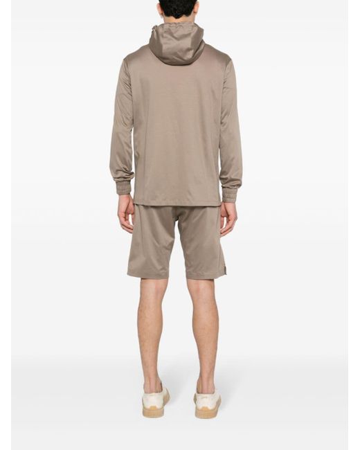 Kiton Natural Cotton Hoodie And Shorts Set for men