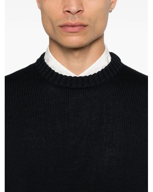 Zanone Black Ribbed-Knit Sweater for men