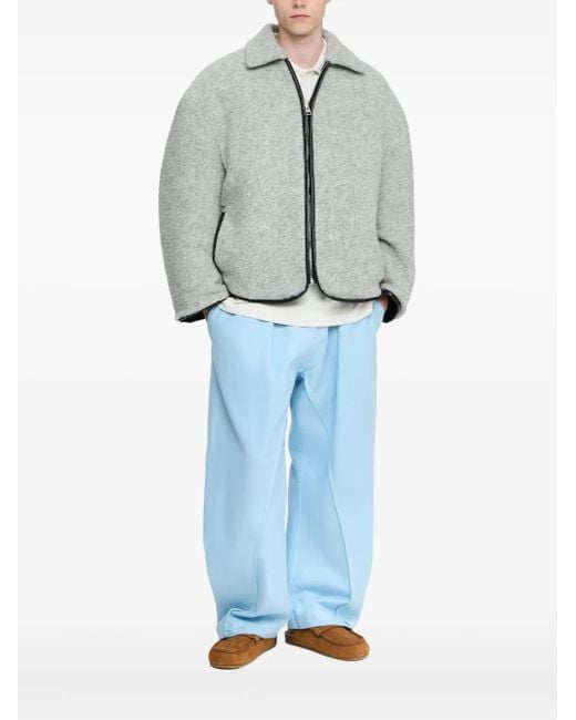 J.W. Anderson Blue Zip-Front Fleece Jacket for men