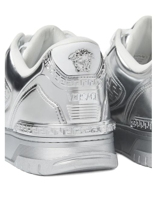 Versace White Biggie Basket Metallic Sneakers for men
