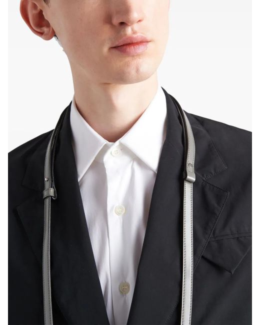 Prada Black Notched-Lapels Single-Breasted Blazer for men