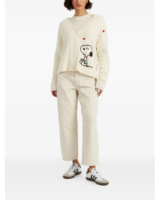 Chinti & Parker White X Snoopy Peanuts Cable-Knit Cardigan