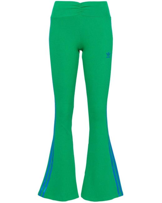 Pantalon évasé à 3 bandes signature Adidas en coloris Green
