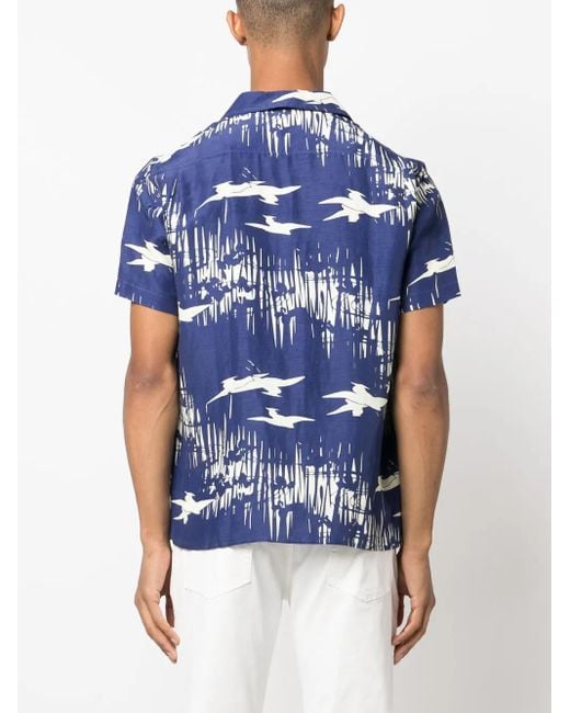 Orlebar Brown Blue Hibbert Graphic-Print Shirt for men