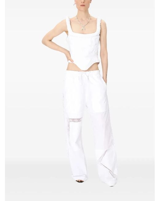 MARINE SERRE White Regenerated Household Linen Corset Top