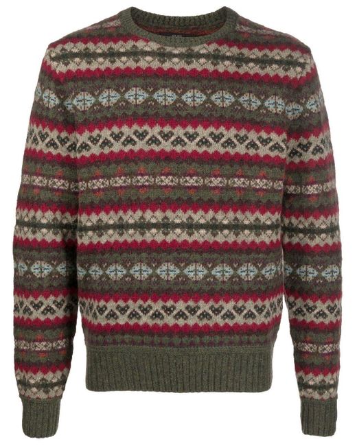 RRL Fair Isle Knit Jumper in Grey for Men Lyst UK