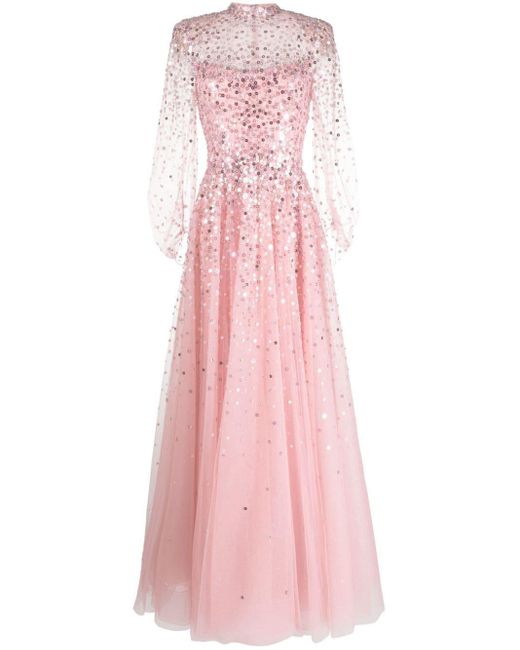 Jenny Packham Pink Meadow Sweet Sequinned Flared Dress