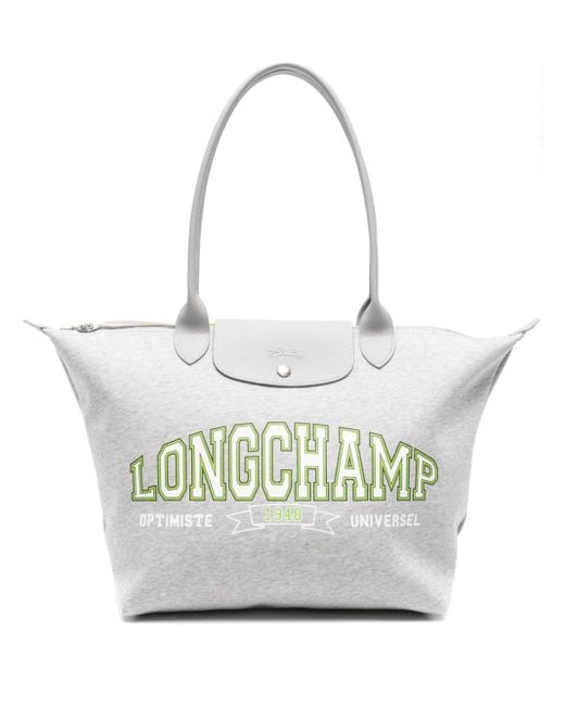 Longchamp White Large Le Pliage Shoulder Bag