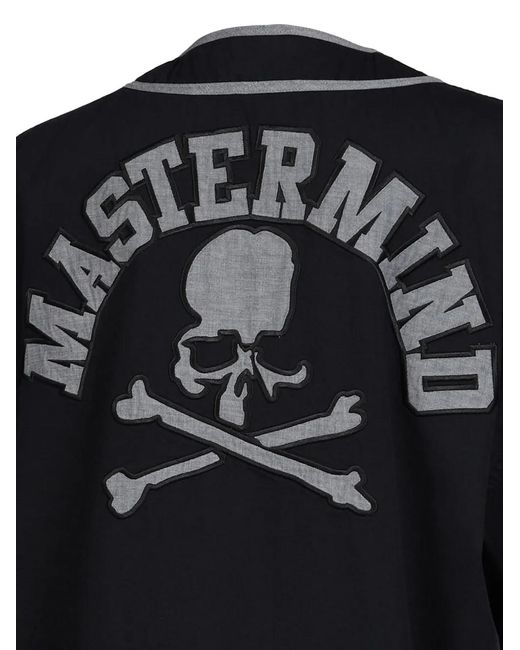 Mastermind Japan Black Logo-Patch Denim Baseball Shirt for men