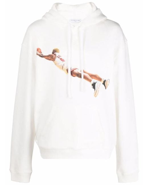 Ih Nom Uh Nit White Graphic-Print Drawstring Hoodie for men