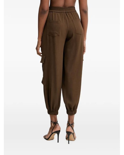 Haveone Brown Elasticated-Cuff Cargo Pants