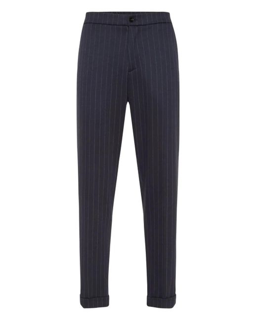 Billionaire Blue Pinstripe-Pattern Trousers for men
