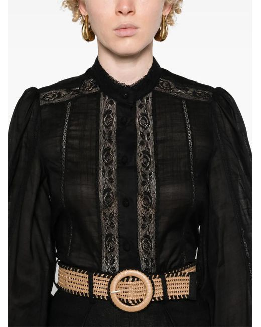 Zimmermann Black Lace Trim Detail Shirt