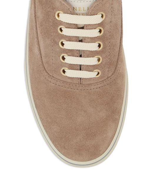 Brunello Cucinelli Brown Lace-Up Suede Sneakers for men