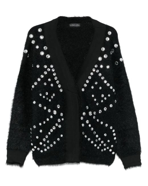 Loulou Black Crystal-Embellished Cardigan