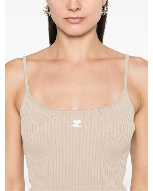 Courreges Reedition Geribbelde Top in het Natural
