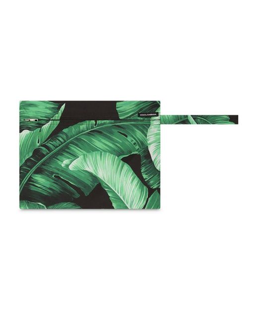 Dolce & Gabbana Green Banana Leaf-print Swim Trunks for men