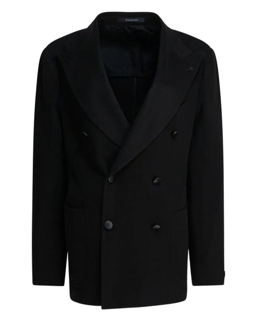 Tagliatore Black Double-Breasted Blazer for men