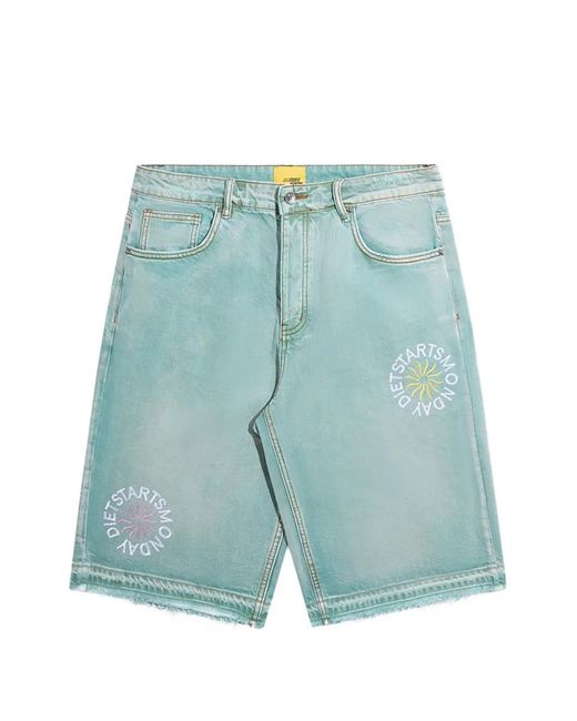 DIET STARTS MONDAY Blue Sol Graphic-Print Denim Shorts for men