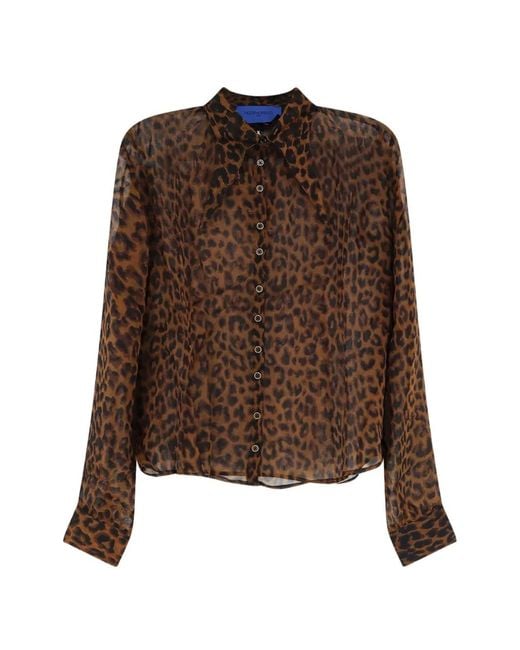 Mes Demoiselles Brown Leopard-Print Pointed-Collar Shirt