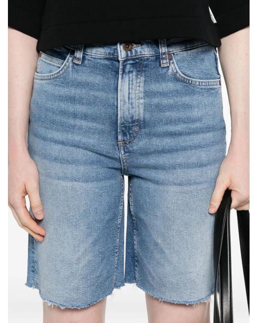 Marc O' Polo Blue Frayed-Hem Denim Shorts