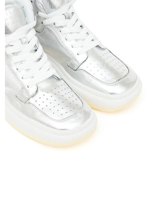 MM6 by Maison Margiela White Lace-up High-top Sneakers