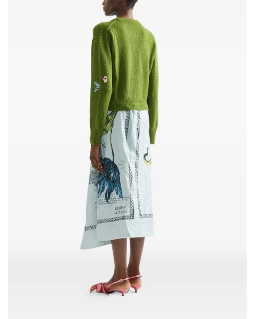 Erdem Blue Floral Midi Skirt