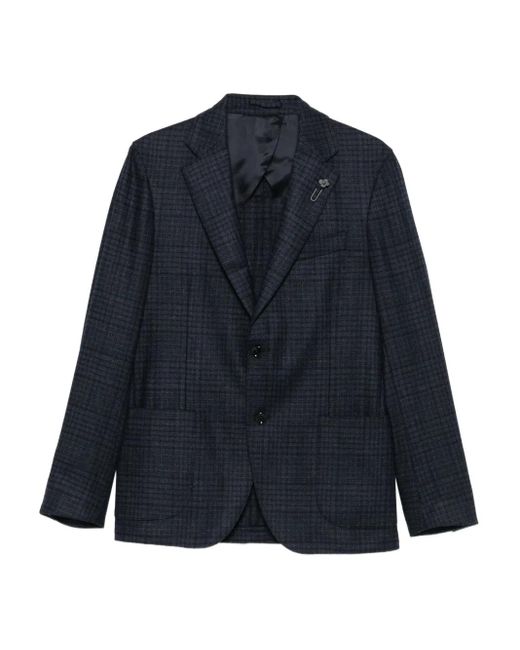 Lardini Blue Checked Patch-Pocket Blazer for men