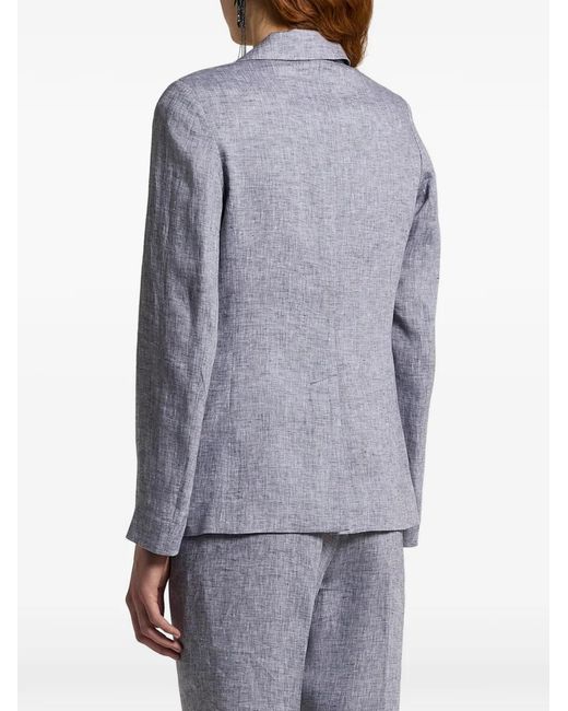 Peserico Gray Notched-Lapel Pocket Blazer