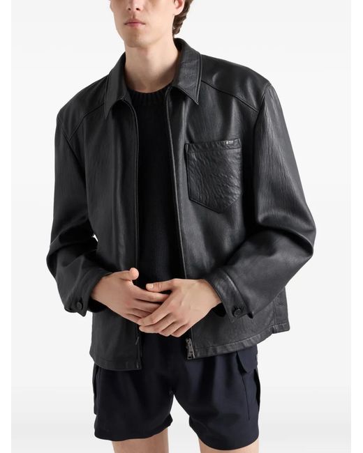 Prada Black Nappa Leather Jacket for men