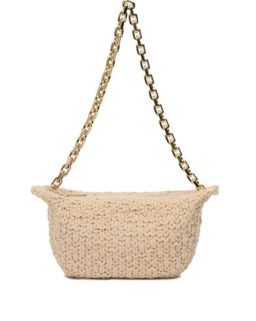 Fabiana Filippi Natural Chain-Strap Knitted Shoulder Bag