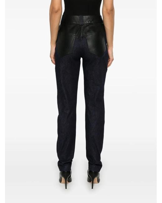 MITILIANE COUTURE Blue Leather-Inserts Jeans