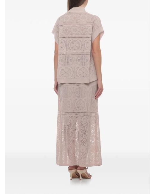 D.exterior Pink Crocheted Blouse