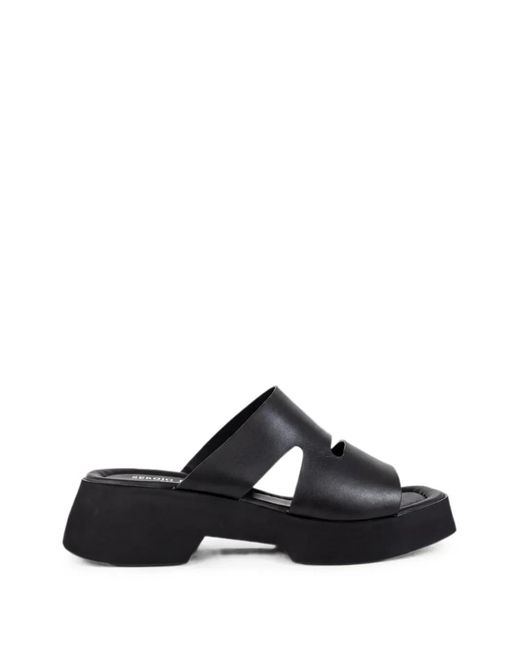 SERGIO MORETTI FIRENZE Black Cut-Out Leather Slippers
