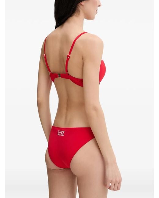 EA7 Red Logo-Print Bikini