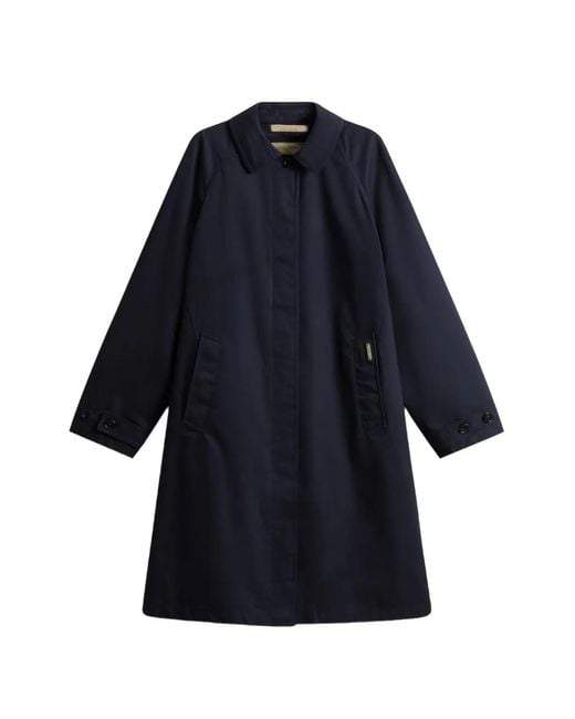 Woolrich Blue Raglan-Sleeves Coat