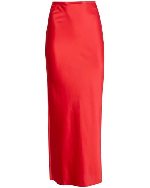 Fleur du Mal Red Satin Maxi Skirt