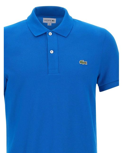 Lacoste Blue Logo-Patch Polo Shirt for men