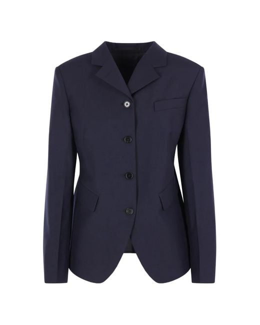 Jil Sander Blue Single-Breasted Jacket
